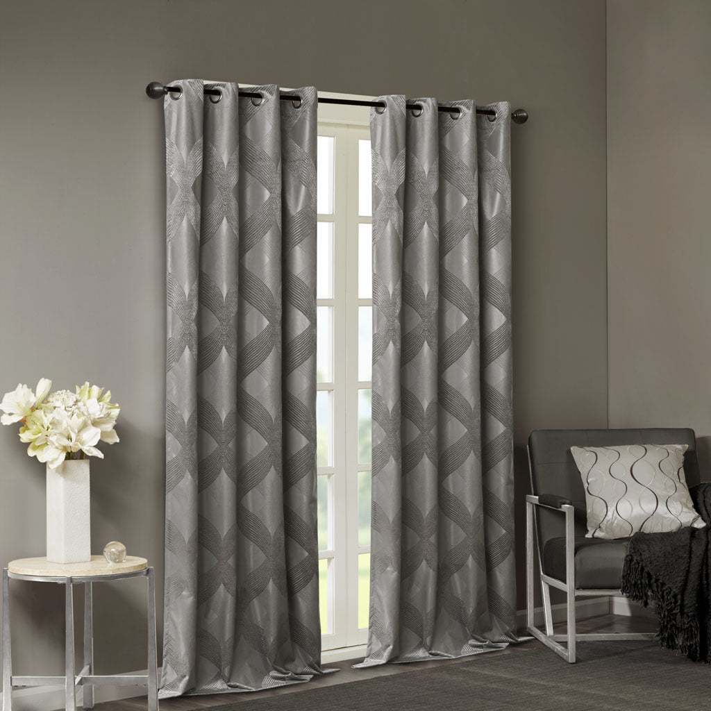 Ogee Knitted Jacquard Total Blackout Curtain Panel(Only 1 Pc Panel)