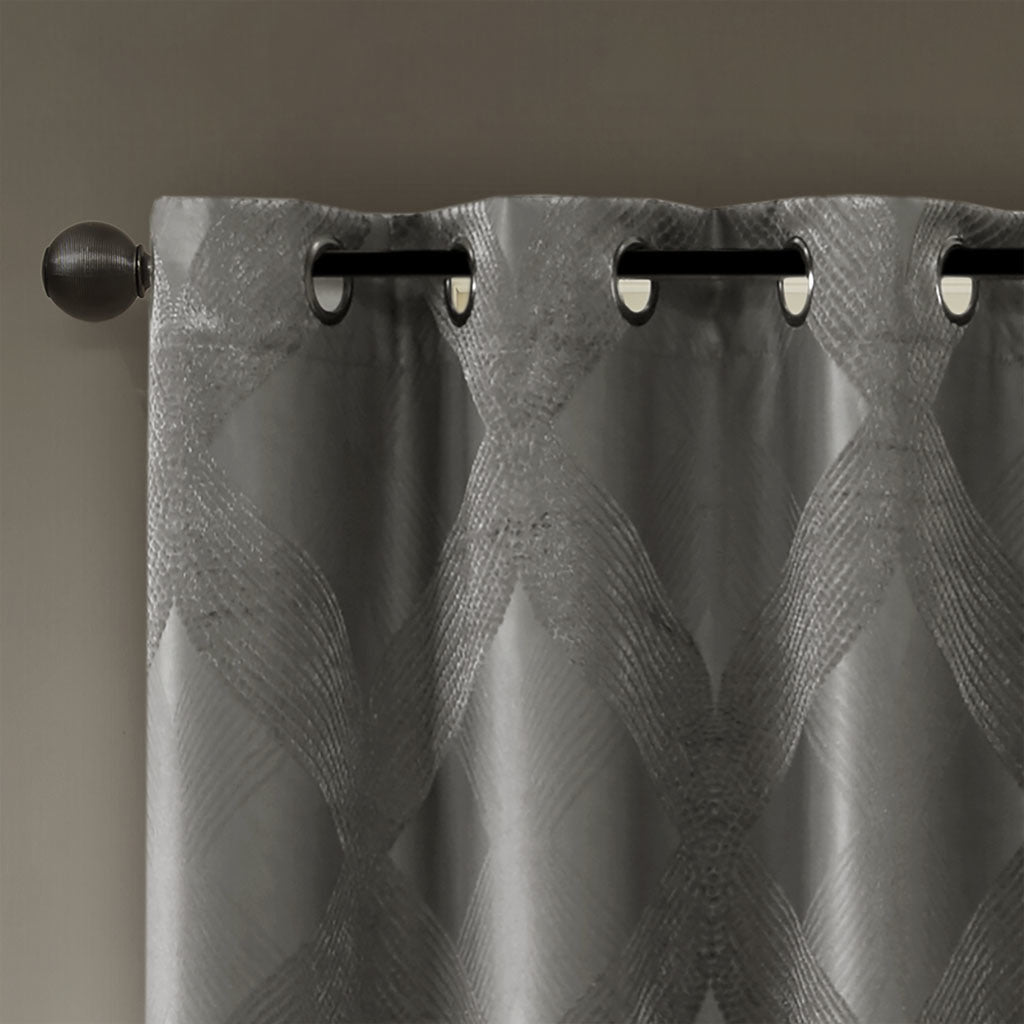 Ogee Knitted Jacquard Total Blackout Curtain Panel(Only 1 Pc Panel)