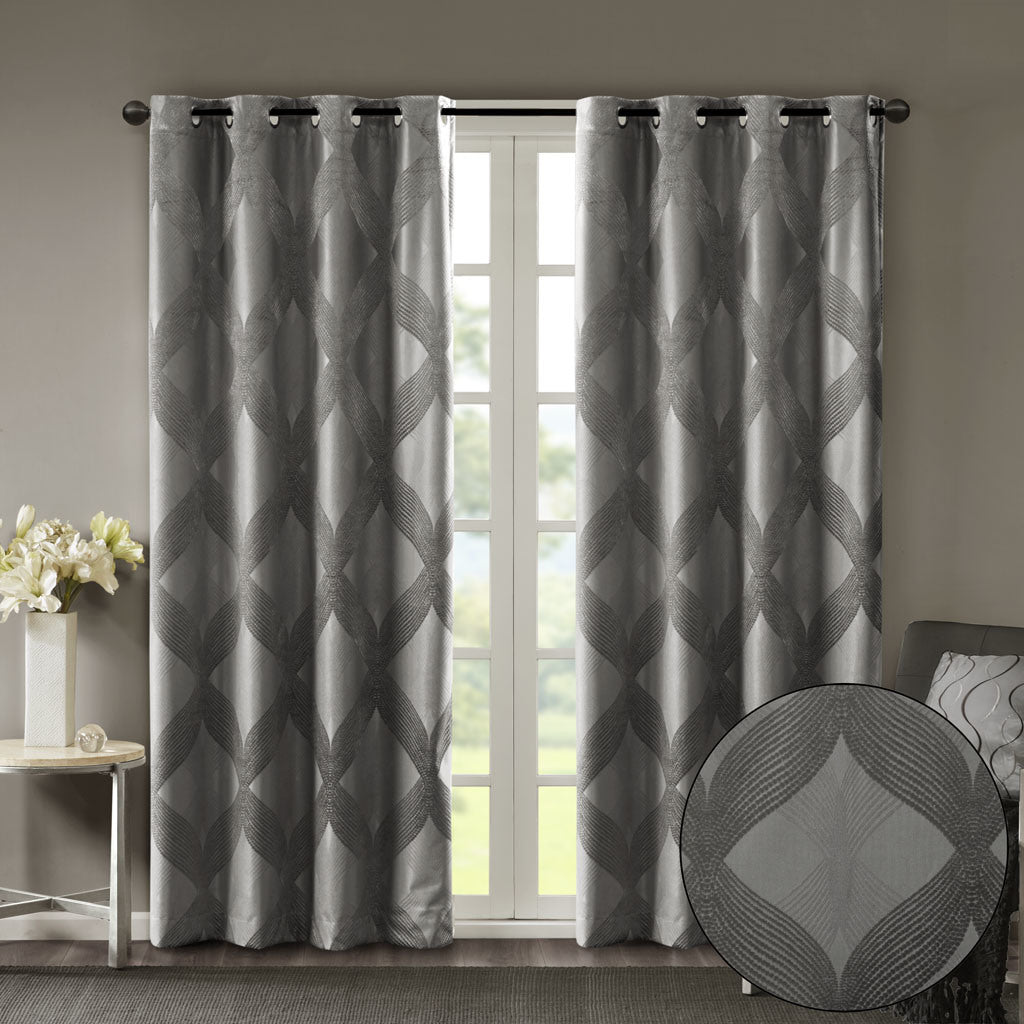 Ogee Knitted Jacquard Total Blackout Curtain Panel(Only 1 Pc Panel)