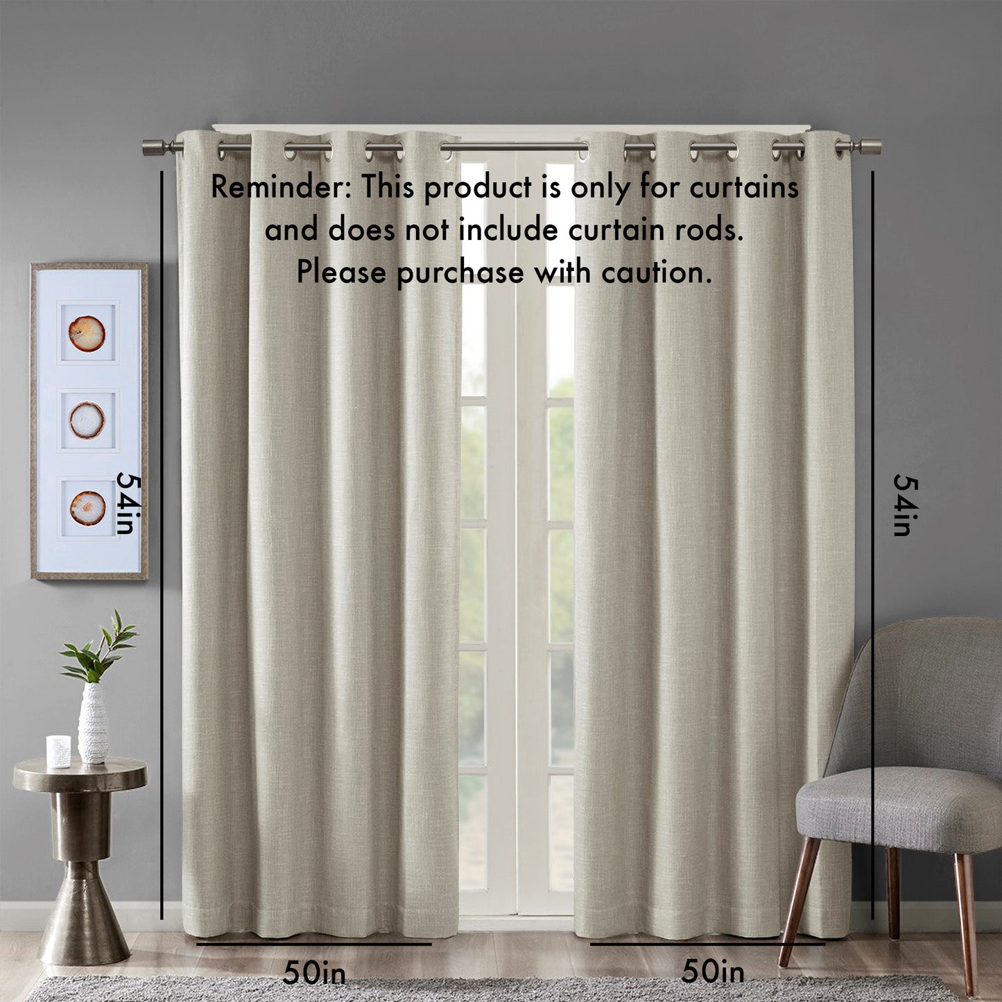 Printed Heathered Blackout Grommet Top Curtain Panel(Only 1 Pc Panel)