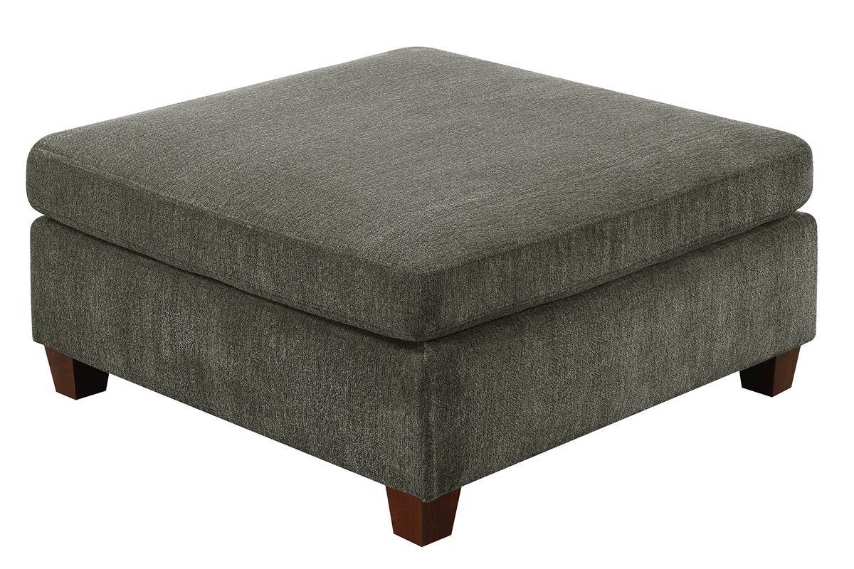 Living Room Furniture Grey Chenille Modular Sectional 6pc Set Corner L-Sectional Modern Couch 2x Corner Wedge 2x Armless Chairs and 2x Ottomans Plywood