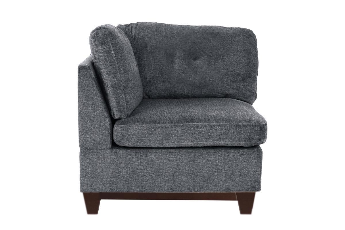 Ash Grey Chenille Fabric Modular Sectional 6pc Set Living Room Furniture U-Sectional Couch 2x Corner Wedge 2x Armless Chairs and 2x Ottomans Tufted Back.