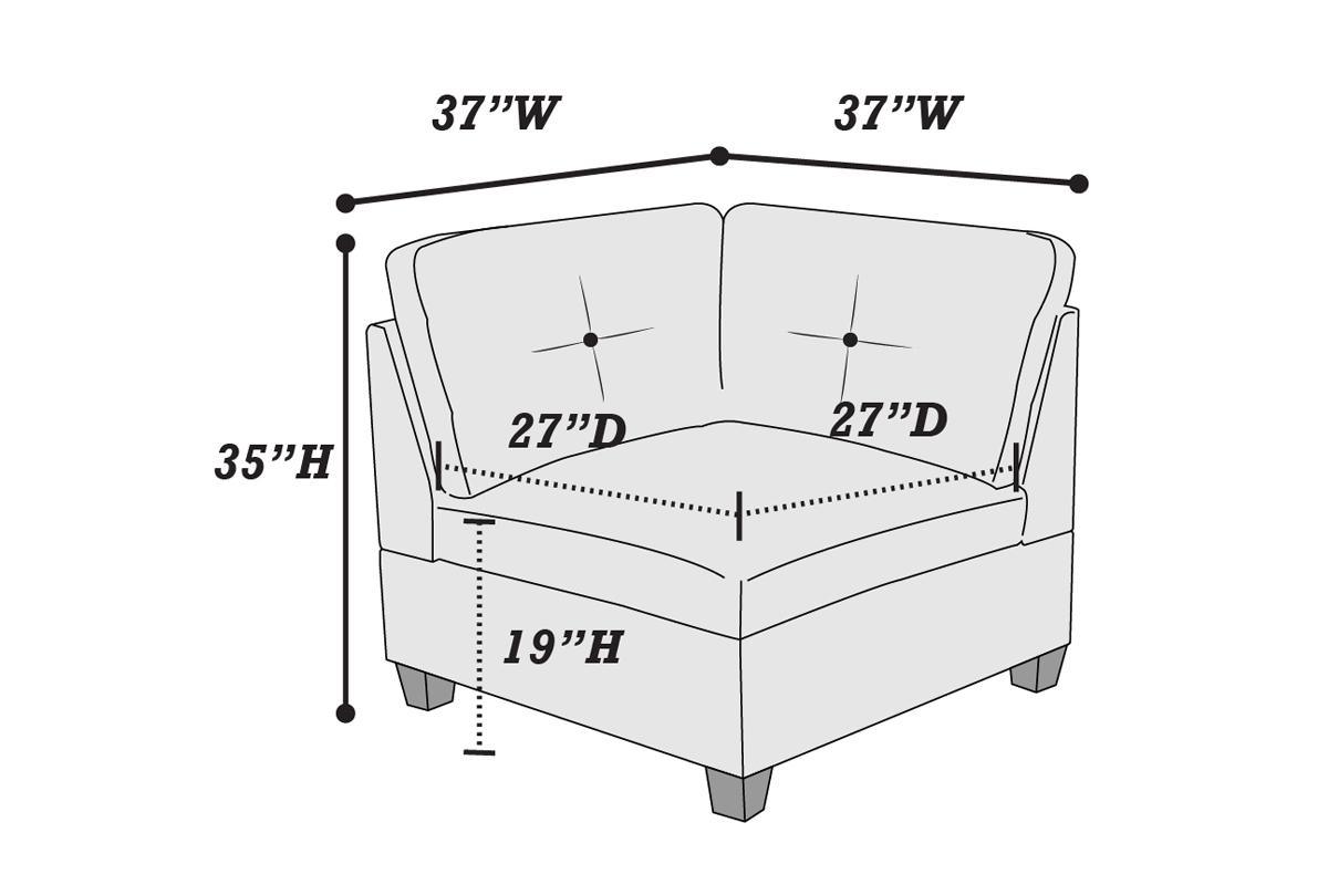 Ash Grey Chenille Fabric Modular Sectional 6pc Set Living Room Furniture U-Sectional Couch 2x Corner Wedge 2x Armless Chairs and 2x Ottomans Tufted Back.