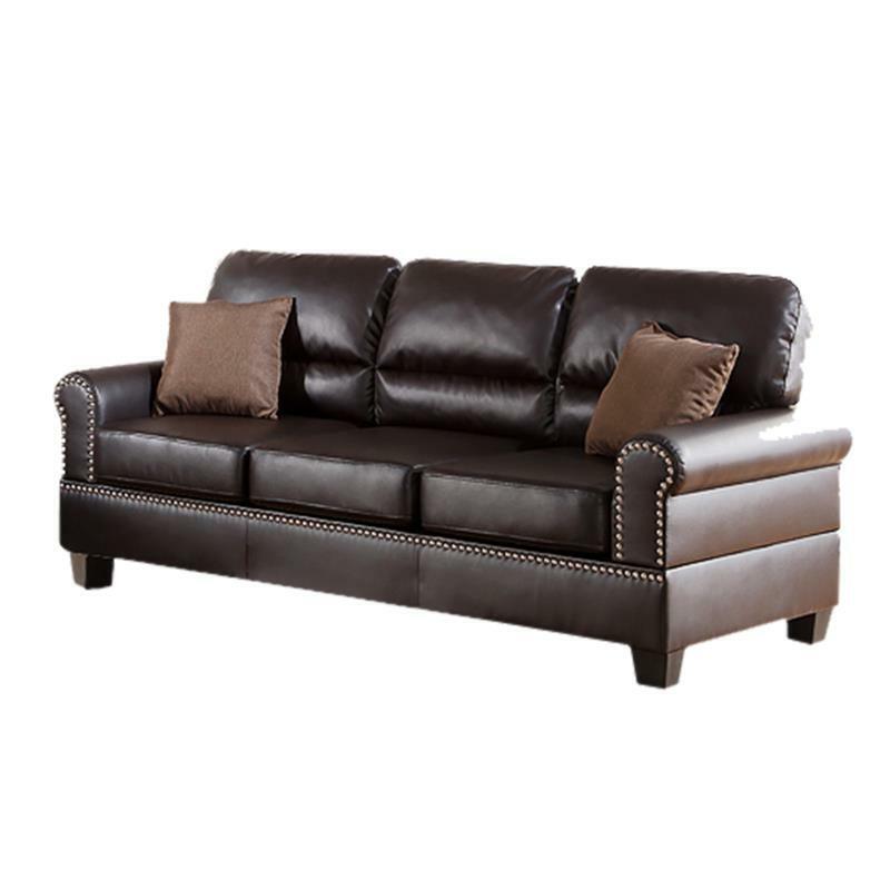 Espresso Faux Leather 2pc Sofa Set Sofa And Loveseat Elegant Plush Contemporary Couch Living Room Furniture