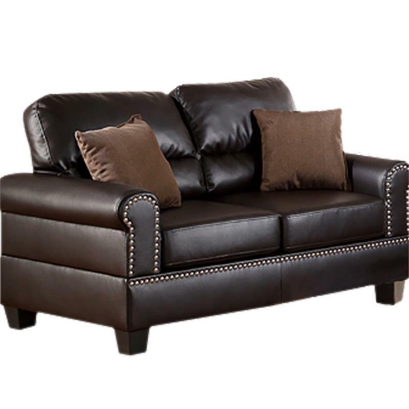 Espresso Faux Leather 2pc Sofa Set Sofa And Loveseat Elegant Plush Contemporary Couch Living Room Furniture