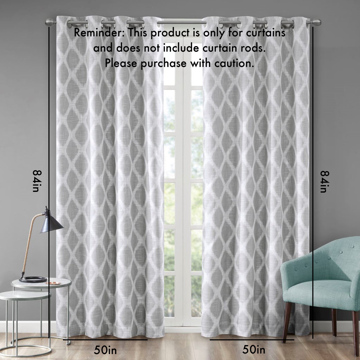 Printed Ikat Blackout Curtain Panel(Only 1 Pc Panel)