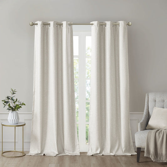 Tonal Printed Faux Silk Total Blackout Curtain Panel Pair(2 Pcs Window Panels)