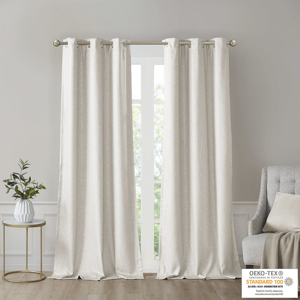 Tonal Printed Faux Silk Total Blackout Curtain Panel Pair(2 Pcs Window Panels)