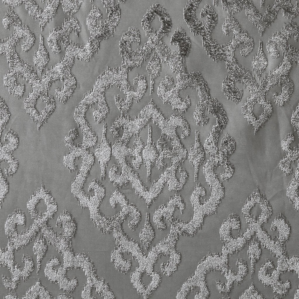 Knitted Jacquard Damask Total Blackout Grommet Top Curtain Panel(Only 1 Pc Panel)