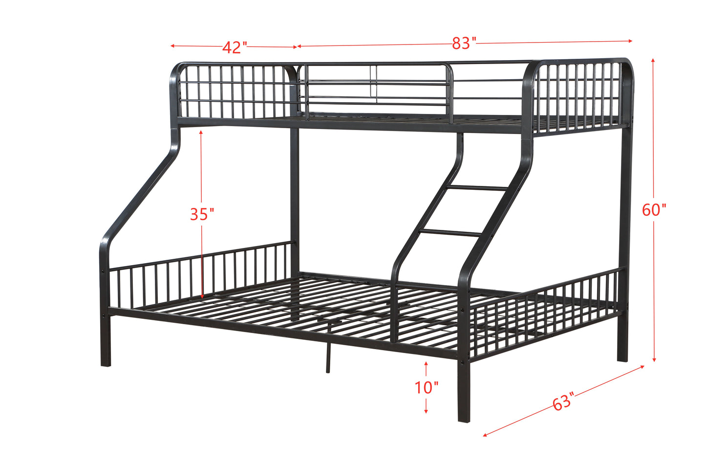 ACME Caius Bunk Bed (Twin XL/Queen) in Gunmetal 37605