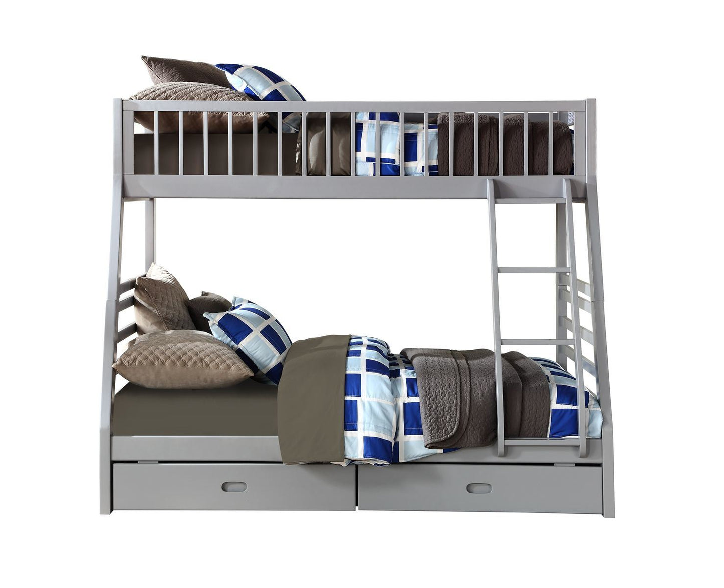 ACME Jason Bunk Bed (Twin/Full & Storage), Gray (1Set/2Ctn) 37840