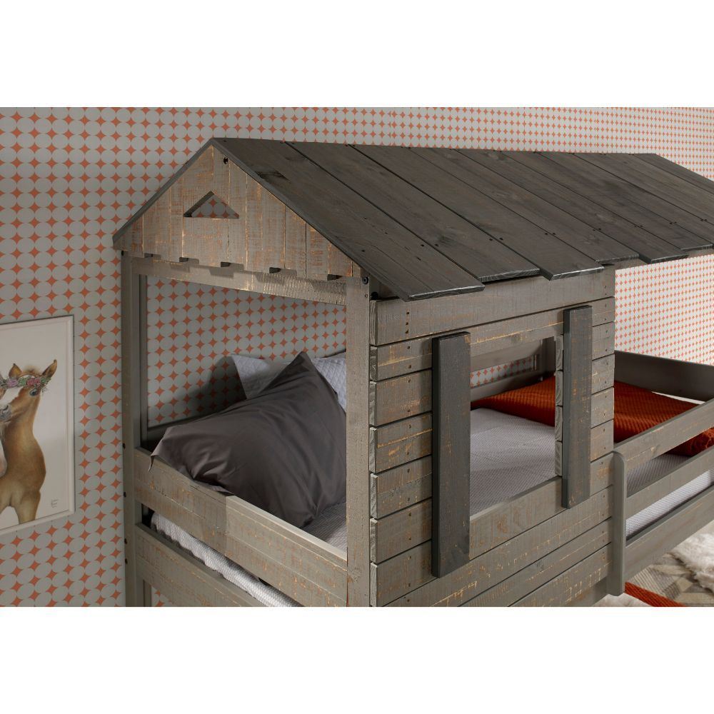 ACME Darlene Twin/Twin Bunk Bed, Rustic Gray 38140