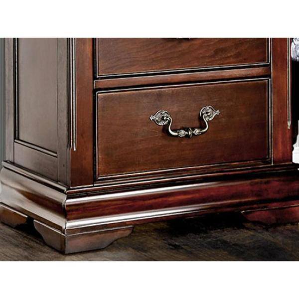 Traditional Style Cherry 1pc Nightstand Only Solid wood 2-Drawers Hidden Top Drawer Intricate Accents Bedside Table Bedroom