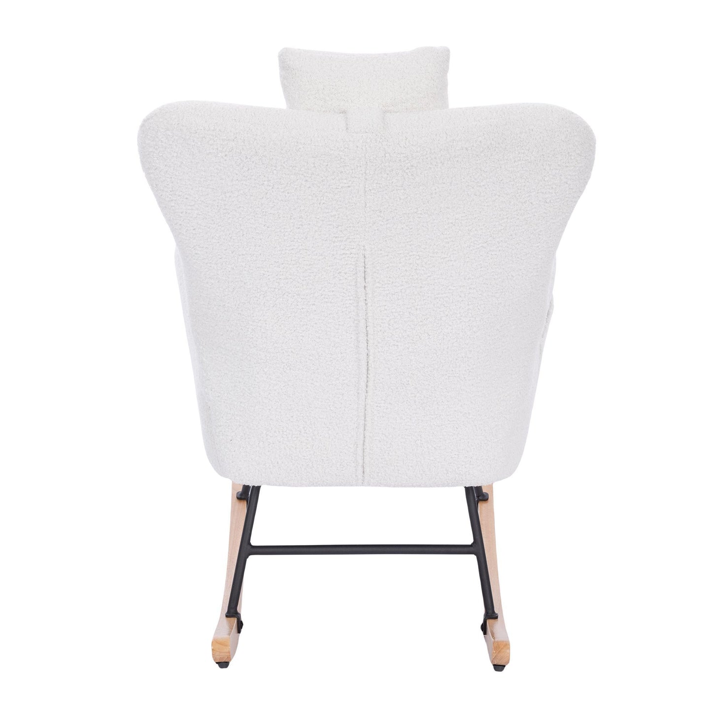 Teddy Upholstered Nursery Rocking Chair for Living Room Bedroom(WHITE Teddy)