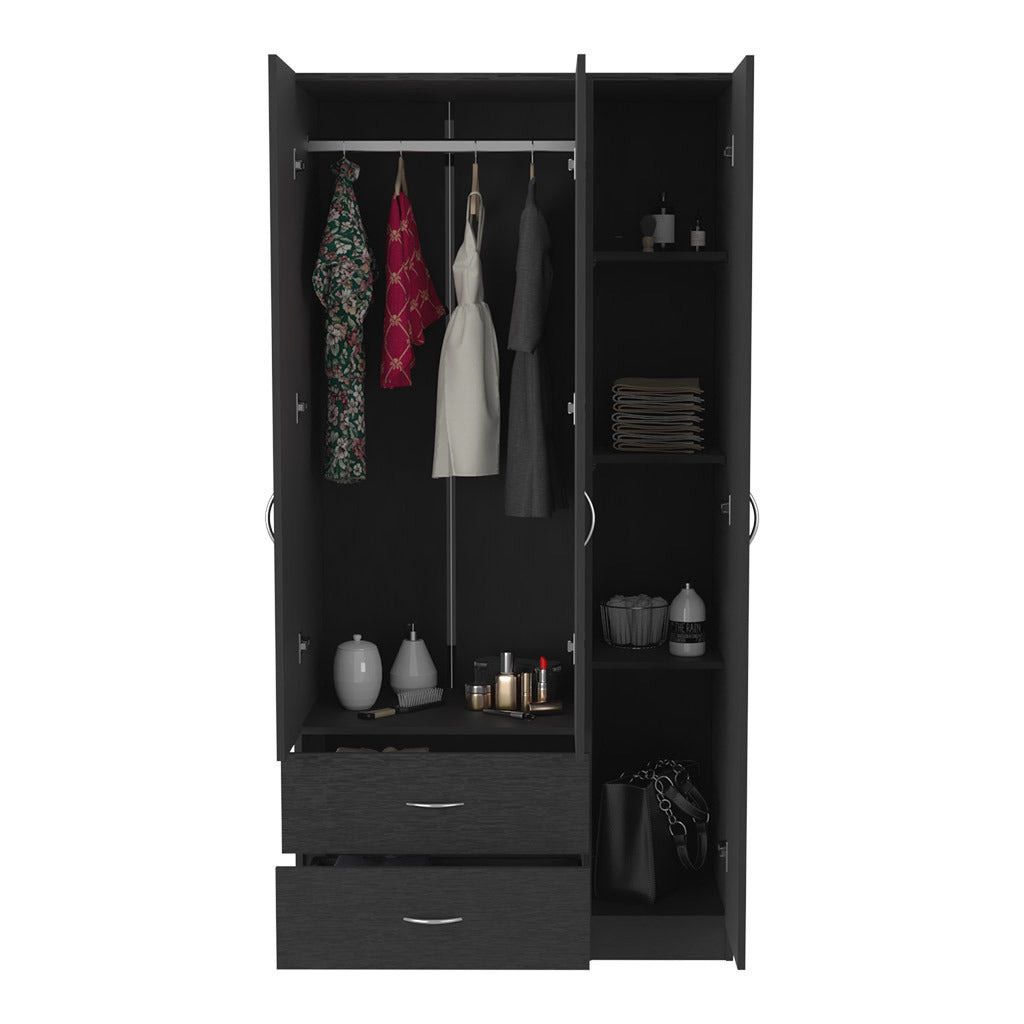 Three Door Armoire Clark, Bedroom, Black