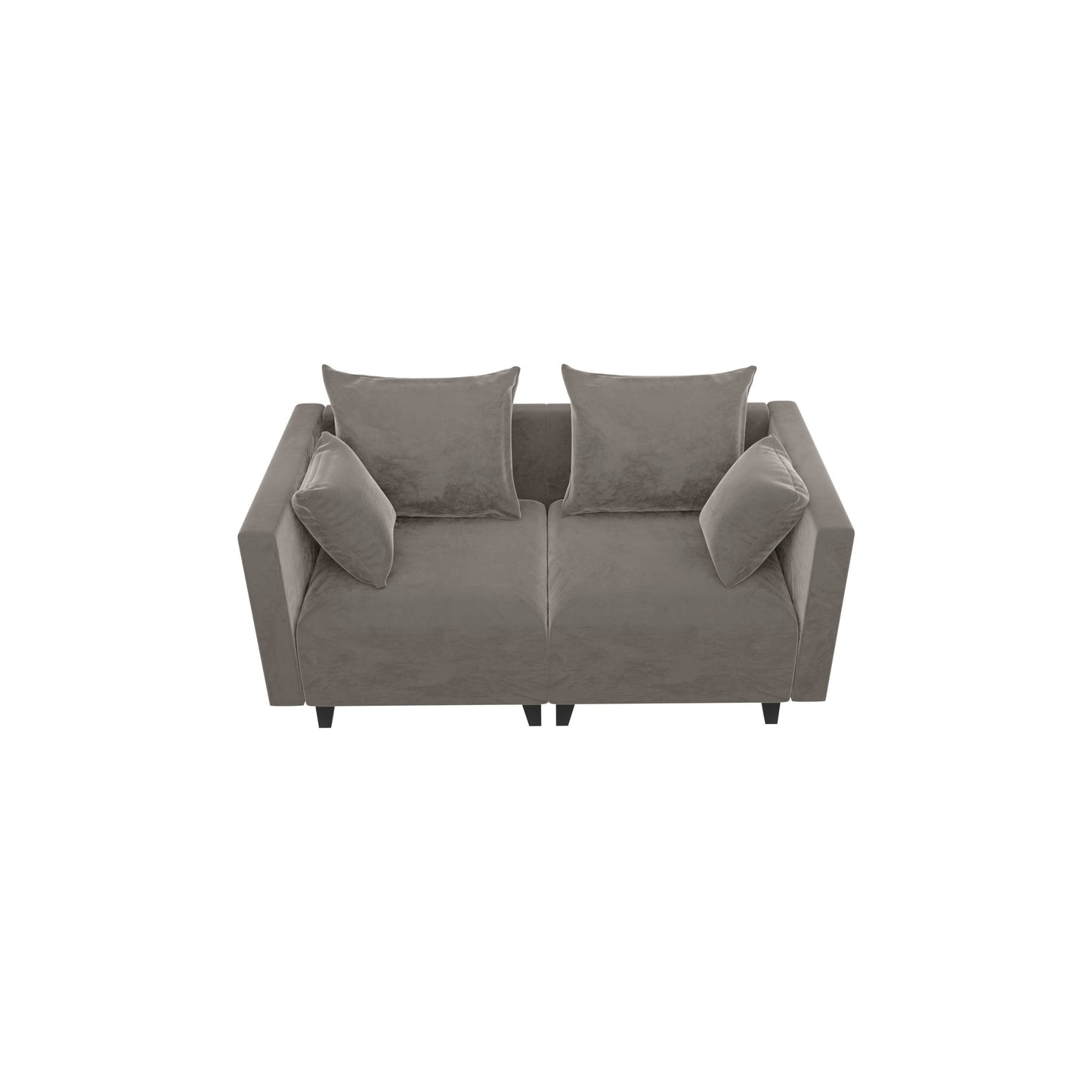 Sectional Sofa, Velvet Square Arm Sofa for bedroom, livingroom, camel