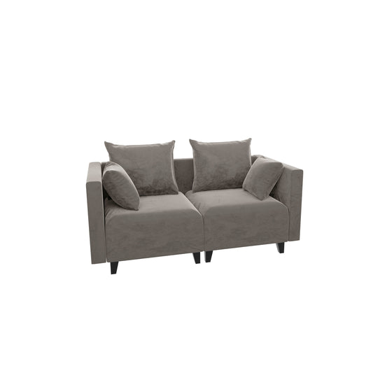 Sectional Sofa, Velvet Square Arm Sofa for bedroom, livingroom, camel