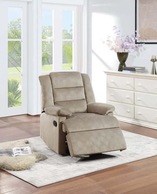 Contemporary Beige Color Velvet Fabric Recliner Motion Recliner Chair 1pc Couch Manual Motion Plush Armrest Living Room Furniture