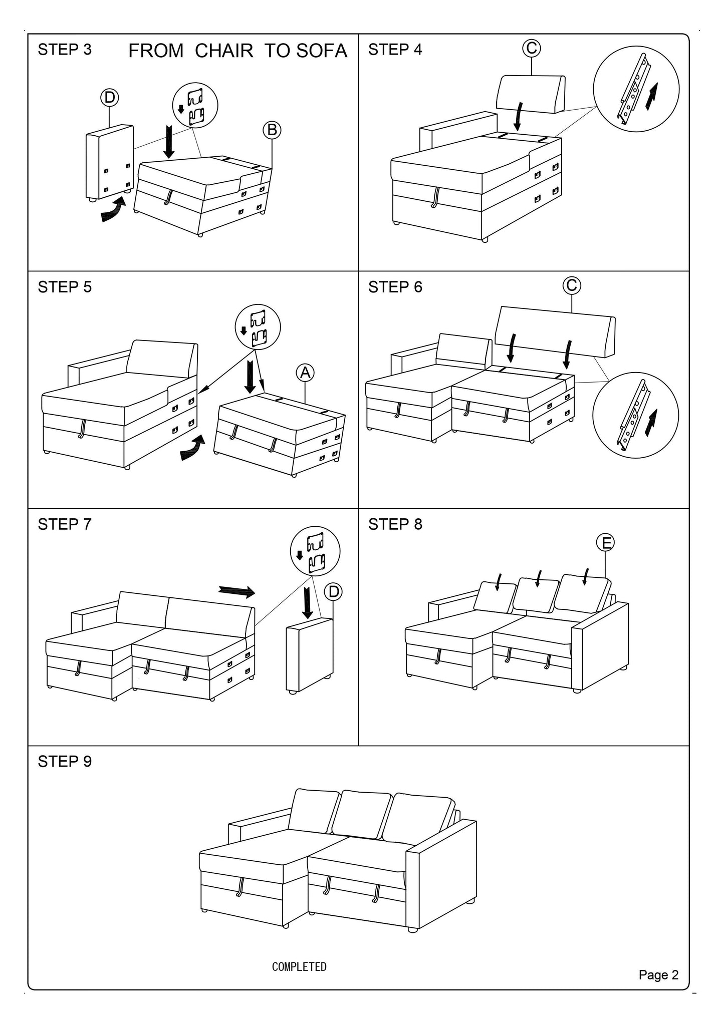 Convertible Sectional Sofa Ash Black Pull out Bed Couch Storage Chaise Reversible Sectionals Living Room Furniture Lounge