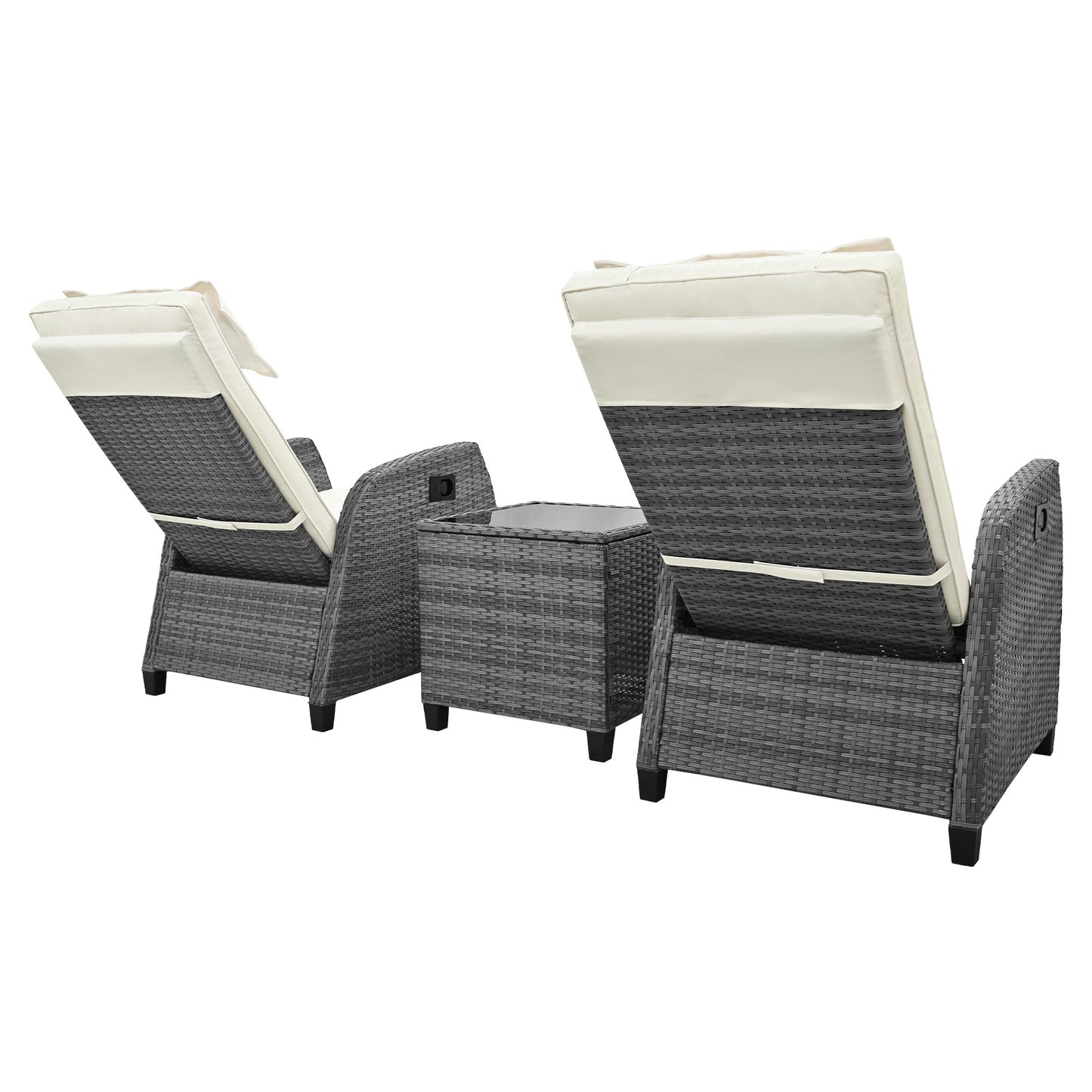 U_Style Outdoor Rattan Two-person Combination With Coffee Table, Adjustable, Suitable For Courtyard, Swimming Pool, Balcony