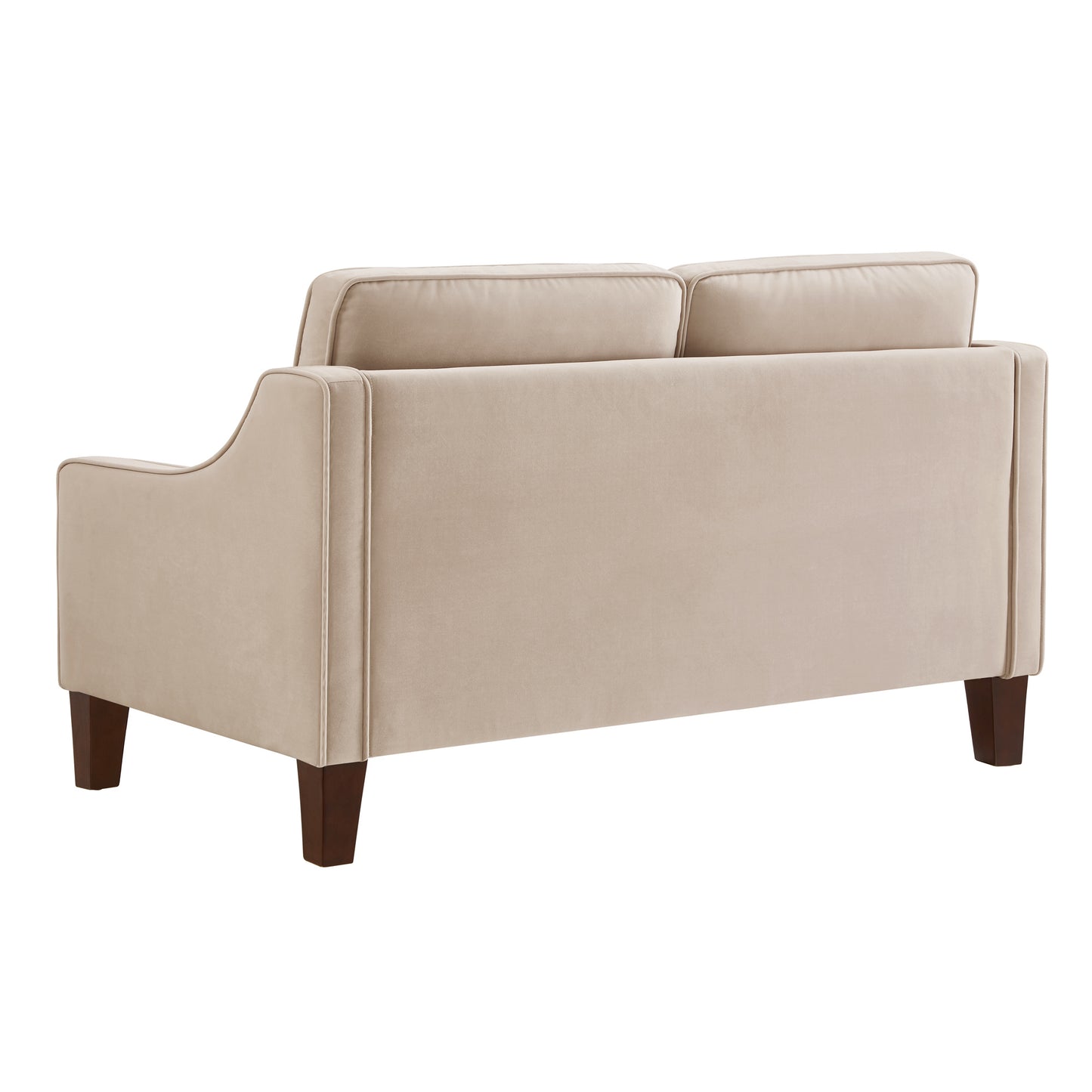 Modern Loveseat sofa for Living Room, Upholstered Velvet Small Couch with Wooden Legs for Livingroom Bedroom, Taupe