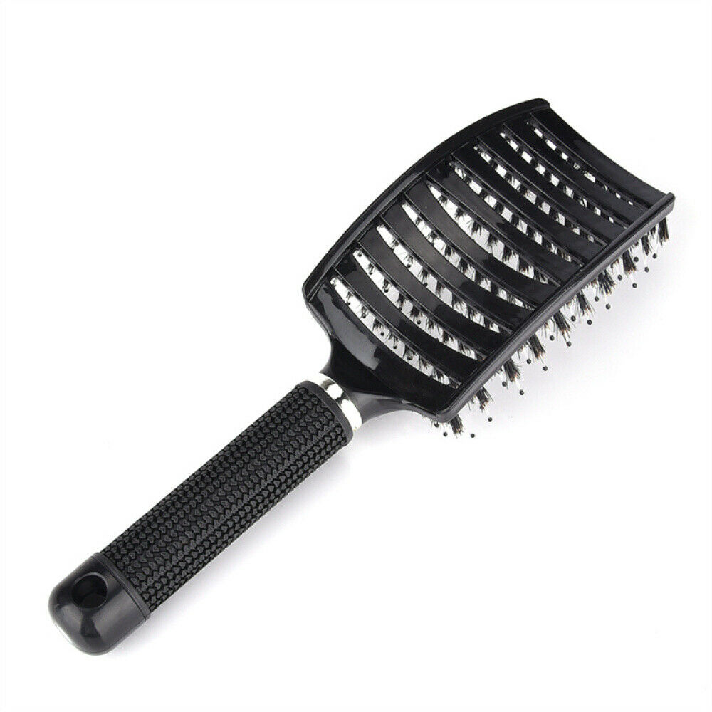 Curved Vented Boar Bristle Styling Hair Brush; For Any Hair Type Men Or Women