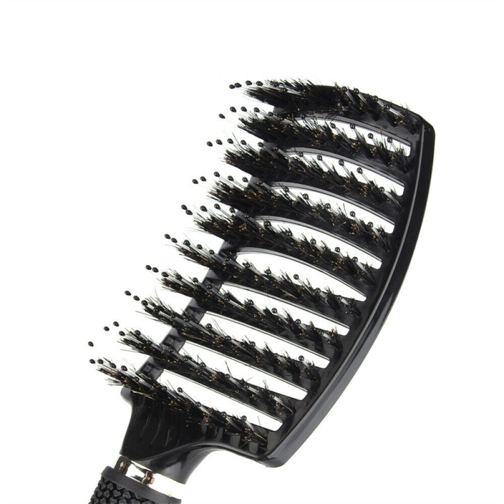 Curved Vented Boar Bristle Styling Hair Brush; For Any Hair Type Men Or Women