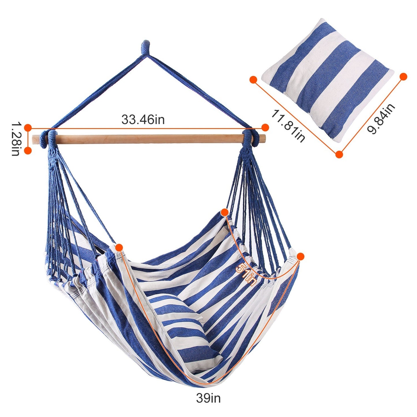 Hammock Hanging Chair Canvas Porch Patio Swing Seat Portable Camping Rope Seat